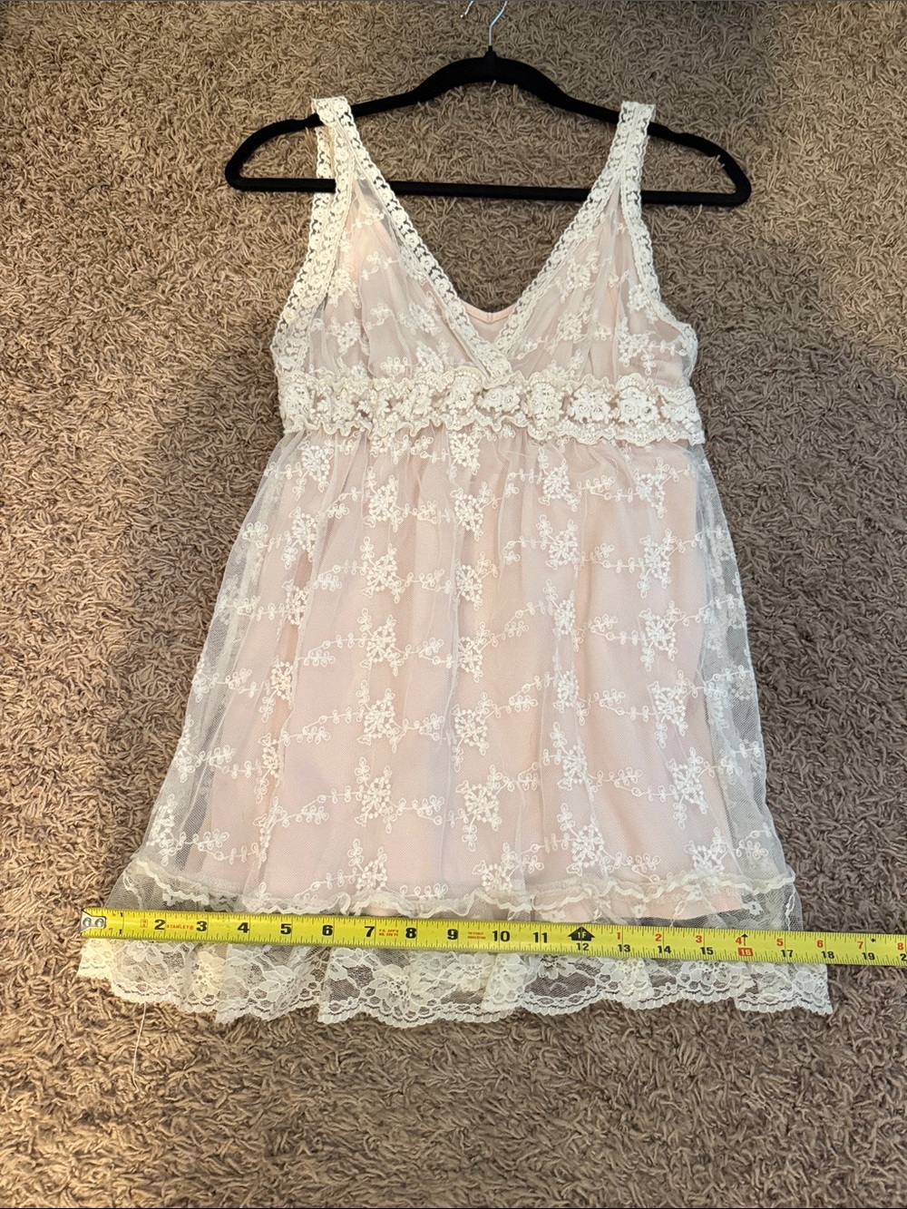 Beautiful Lace-Trim Sheer Chemise in Cream over a perfectly matched Express Tank - Picture 8 of 8